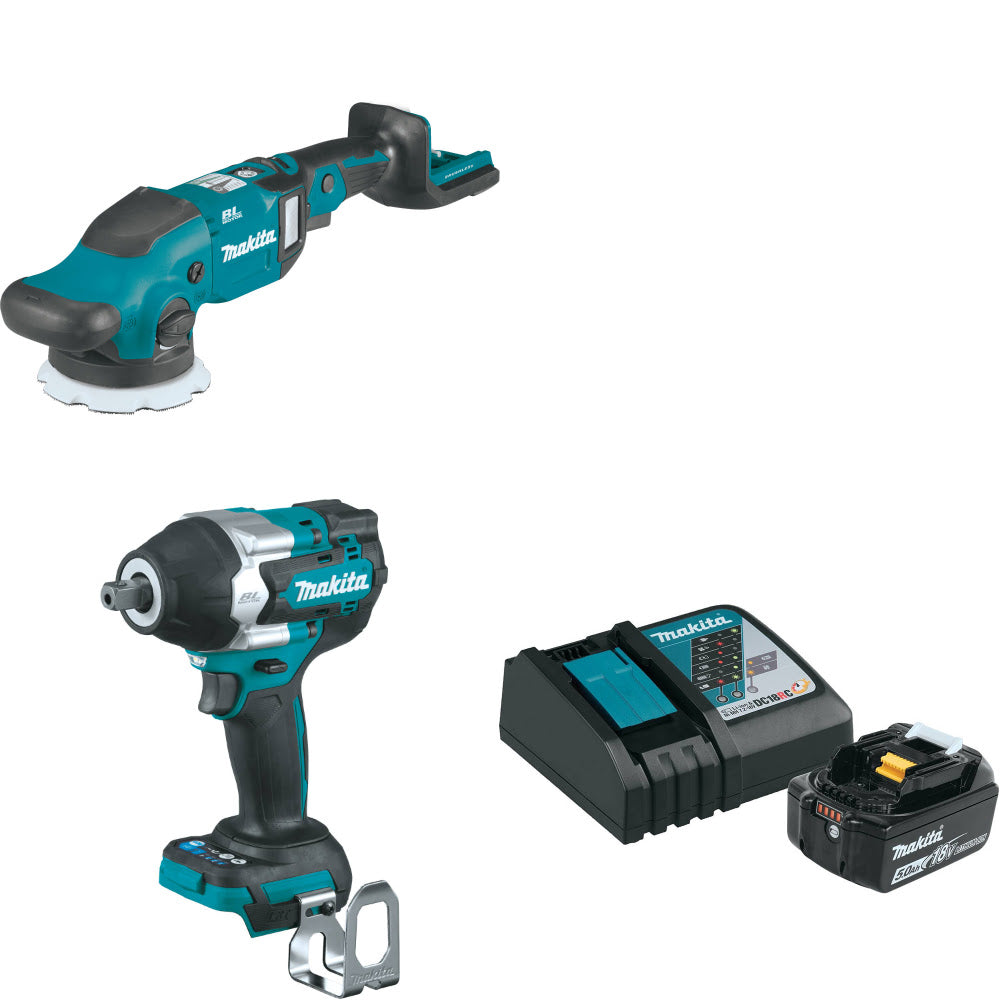 Makita XOP02Z 18V LXT Polisher W/ XWT18Z 18V Impact Wrench & FREE Starter Pack