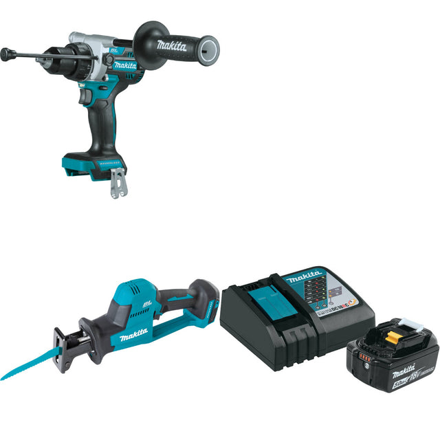 Makita XPH14Z 18V Hammer Driver-Drill W/ XRJ08Z Recip Saw & FREE Starter Pack