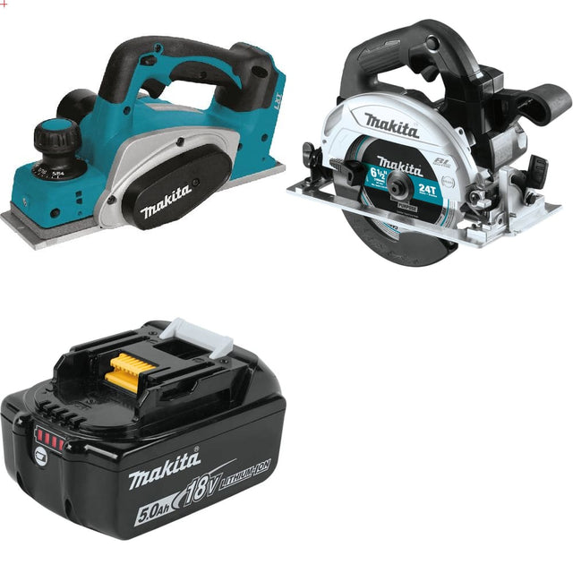 Makita XPK01Z 18V LXT 3-1/4" Planer w/ XSH04ZB 18V Circ Saw & FREE 18V Battery