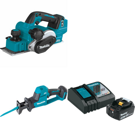 Makita XPK02Z 18V LXT Planer W/ XRJ08Z 18V Recip Saw, Bare & FREE Starter Pack