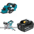 Makita XPK02Z Planer Kit W/ XSL02Z Miter Saw and FREE BL1850B Battery