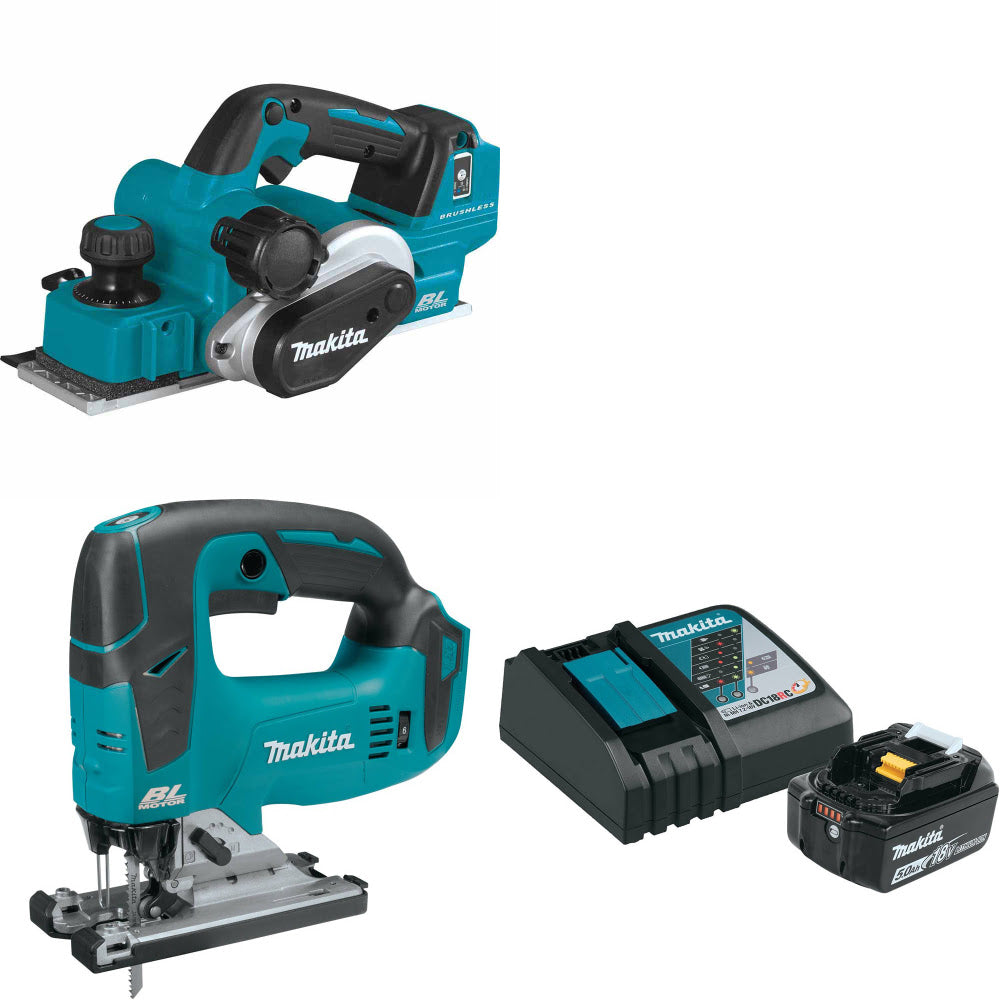 Makita XPK02Z 18V LXT 3-1/4" Planer W/ XVJ02Z 18V Jig Saw & FREE Starter Pack