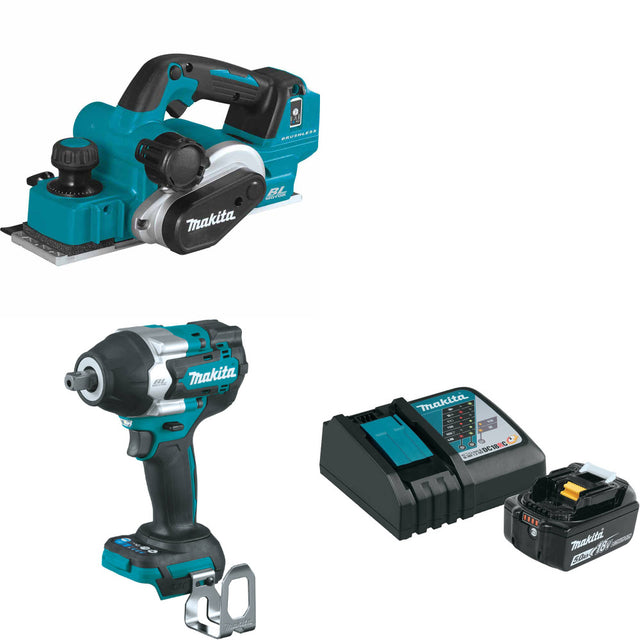 Makita XPK02Z 18V LXT Planer W/ XWT18Z 18V Impact Wrench & FREE Starter Pack