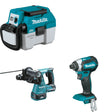 Makita XRH01Z Rotary Hammer W/ XCV11Z Wet/Dry Vacuum and FREE XDT13Z Impact Driver