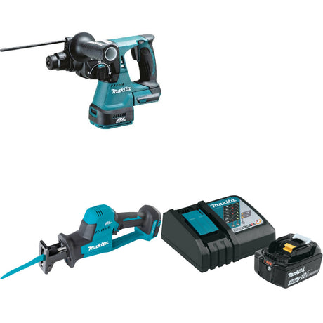 Makita XRH01Z 18V Rotary Hammer W/ XRJ08Z 18V Recip Saw & FREE Starter Pack