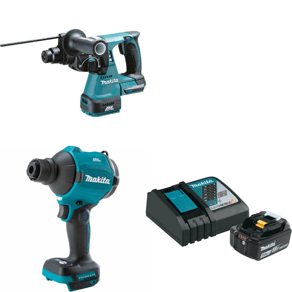 Makita XRH01Z 18V Rotary Hammer W/ XSA01Z Blower/Inflator & FREE Starter Pack