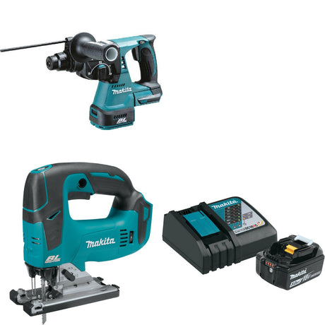 Makita XRH01Z 18V Rotary Hammer W/ XVJ02Z 18V Jig Saw, Bare & FREE Starter Pack