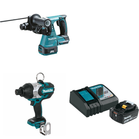 Makita XRH01Z 18V Rotary Hammer W/ XWT09Z 18V Impact Wrench & FREE Starter Pack