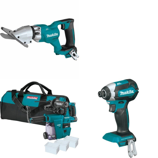 Makita XRH01ZWX Rotary Hammer W/ XSJ05Z Fiber Cement Shear and FREE XDT13Z Impact Driver