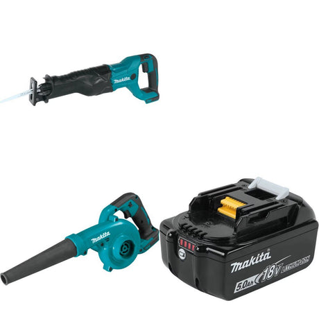 Makita XRJ04Z Recip Saw Kit W/ XBU05Z Blower and FREE BL1850B Battery