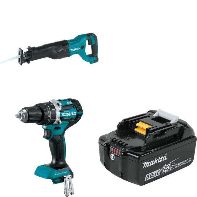Makita XRJ04Z Recip Saw Kit W/ XPH12Z Drill and FREE BL1850B Battery