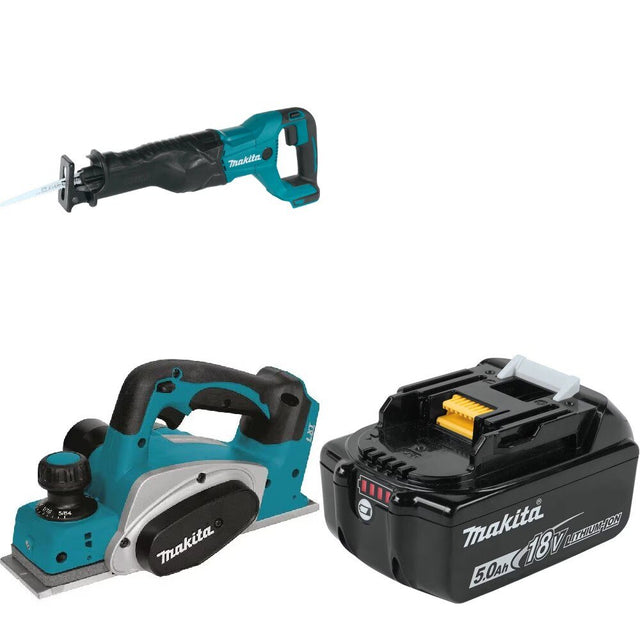 Makita XRJ04Z Recip Saw Kit W/ XPK01Z Planer and FREE BL1850B Battery