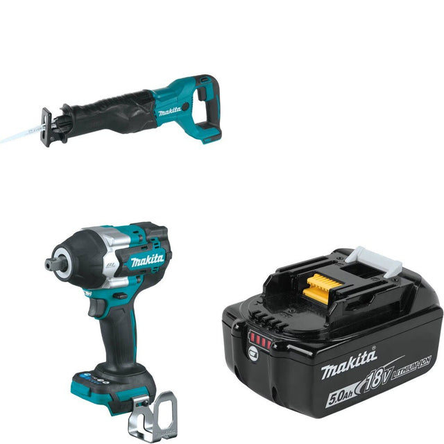 Makita XRJ04Z Recip Saw Kit W/ XWT18Z Mid-Torque Wrench and FREE BL1850B Battery