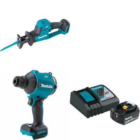 Makita XRJ08Z 18V LXT Recip Saw W/ XSA01Z Blower/Inflator & FREE Starter Pack