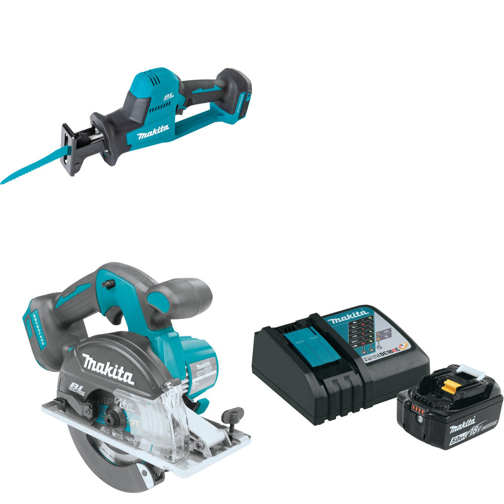 Makita XRJ08Z 18V LXT Recip Saw W/ XSC02Z 18V 5-7/8" Saw & FREE Starter Pack