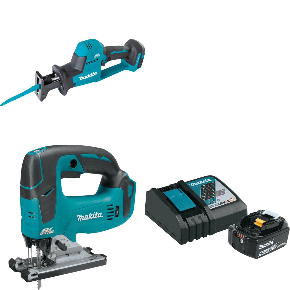 Makita XRJ08Z 18V LXT Recip Saw W/ XVJ02Z 18V Jig Saw, Bare & FREE Starter Pack