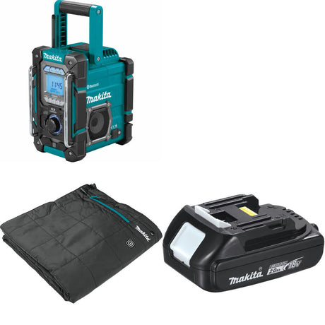 Makita XRM10 18V/12V Charger/Radio, Bare W/ FREE DCB200A 18V Blanket & Battery