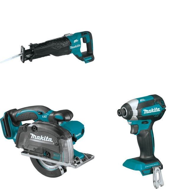 Makita XSC03Z Metal Cutting Saw W/ XRJ05Z Recipro Saw and FREE XDT13Z Impact Driver