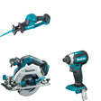 Makita XSH03Z Circular Saw W/ XRJ08Z Recipro Saw and FREE XDT13Z Impact Driver