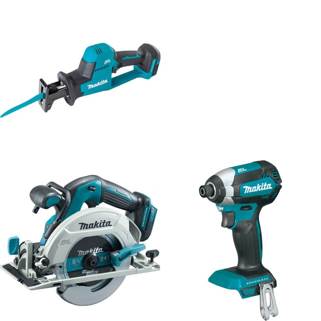 Makita XSH03Z Circular Saw W/ XRJ08Z Recipro Saw and FREE XDT13Z Impact Driver