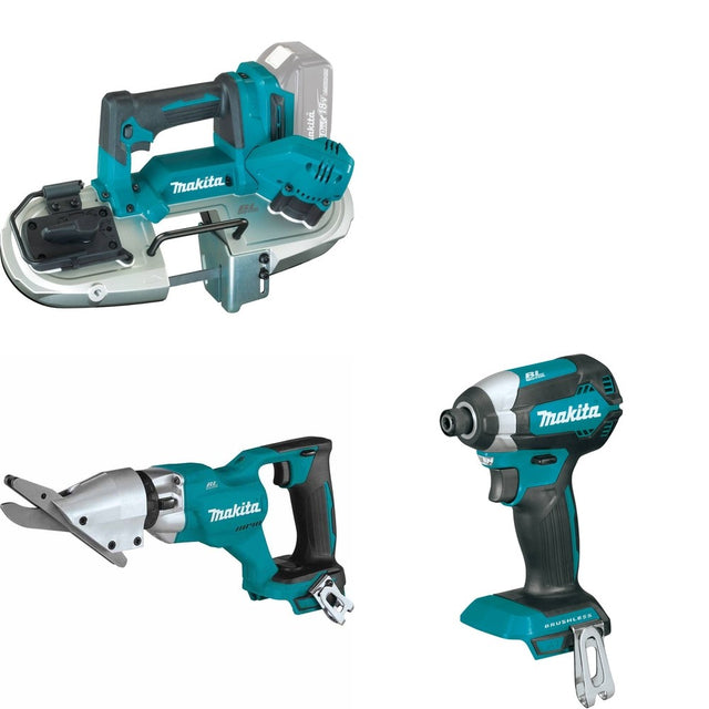 Makita XSJ05Z Fiber Cement Shear W/ XBP04Z Compact Band Saw and FREE XDT13Z Impact Driver