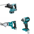 Makita XSJ05Z Fiber Cement Shear W/ XRH01Z Rotary Hammer and FREE XDT13Z Impact Driver
