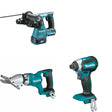 Makita XSJ05Z Fiber Cement Shear W/ XRH01Z Rotary Hammer and FREE XDT13Z Impact Driver