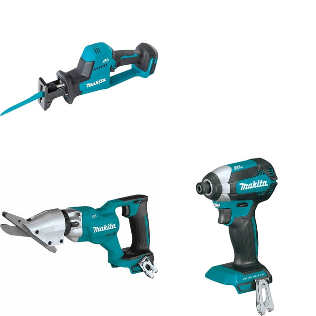 Makita XSJ05Z Fiber Cement Shear W/ XRJ08Z Recipro Saw and FREE XDT13Z Impact Driver