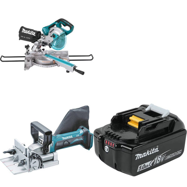 Makita XSL02Z Miter Saw Kit W/ XJP03Z Plate Joiner and FREE BL1850B Battery