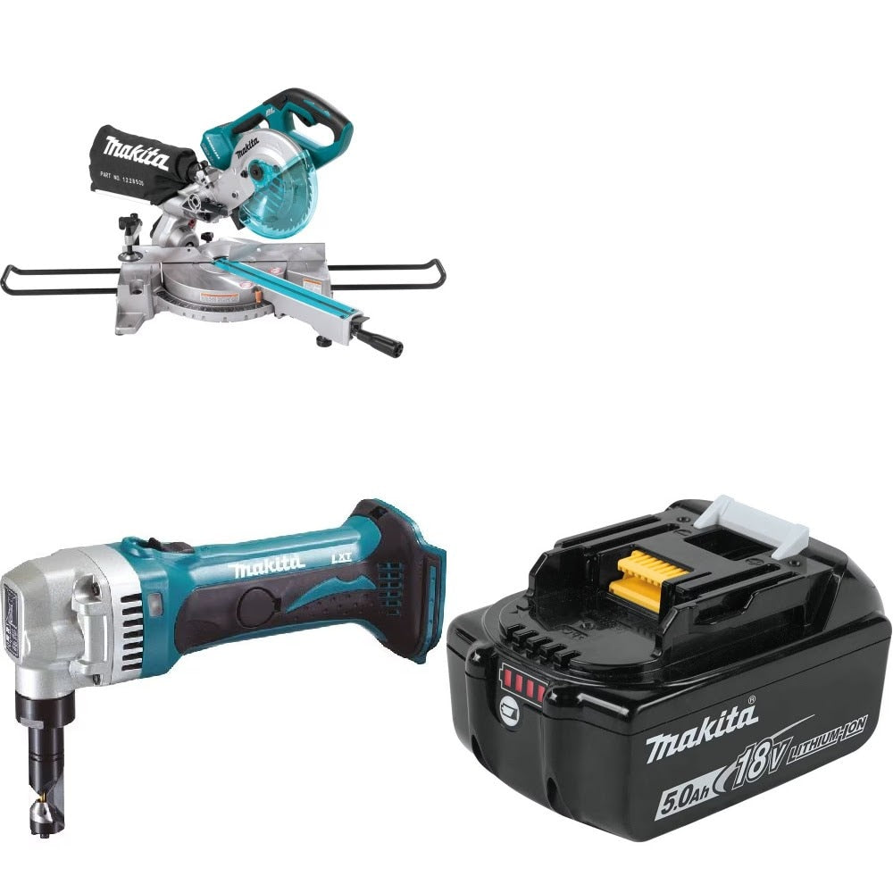Makita XSL02Z Miter Saw Kit W/ XNJ01Z Nibbler and FREE Battery