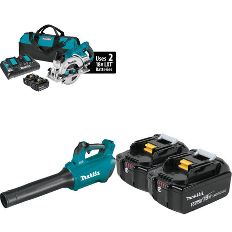 Makita XSR01PT Rear Handle Saw Kit W/ XBU03Z Blower and FREE BL1850B-2