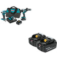 Makita XT288T  18V LXT® 2-Pc. Combo Kit w/ FREE BL1850B-2 18V 5.0Ah Battery, 2Pk