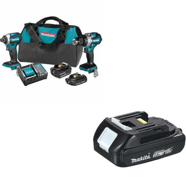 Makita XT296SMR 18V LXT Li-Ion 2-Pc. Combo Kit W/ FREE BL1820B 18V 2.0Ah Battery