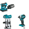 Makita XTR01Z Compact Router W/ XOB02Z Finishing Sander and FREE XDT13Z Impact Driver
