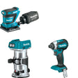 Makita XTR01Z Compact Router W/ XOB02Z Finishing Sander and FREE XDT13Z Impact Driver