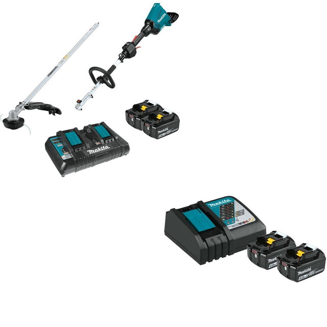 Makita XUX01M5PT 18V X2 (36V) LXT Couple Shaft Power Head Kit W/ BL1840BDC2X Battery and Rapid