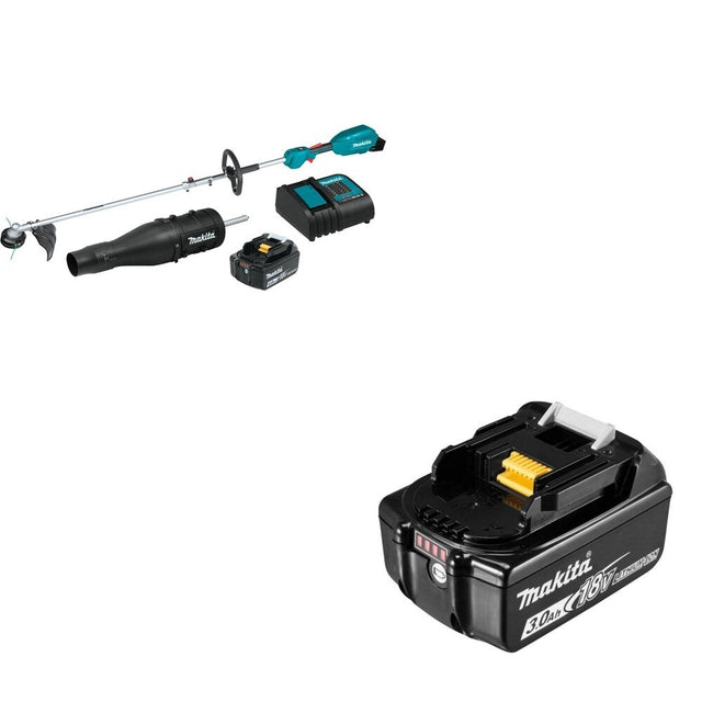 Makita XUX02SM1X3 18V LXT Couple Shaft Power Head Kit w/ Attachments W/ BL1830B 3.0Ah Battery