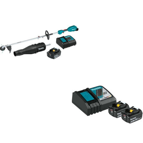 Makita XUX02SM1X3 Couple Shaft Power Head Kit w/ Attachments W/ BL1840BDC2X Battery and Rapid