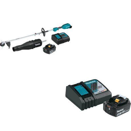 Makita XUX02SM1X3 Couple Shaft Power Head Kit w/ Attachments W/ BL1850BDC1 Battery and Charger