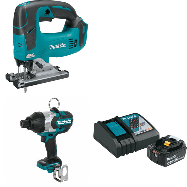 Makita XVJ02Z 18V LXT Jig Saw W/ XWT09Z 18V Impact Wrench & FREE Starter Pack