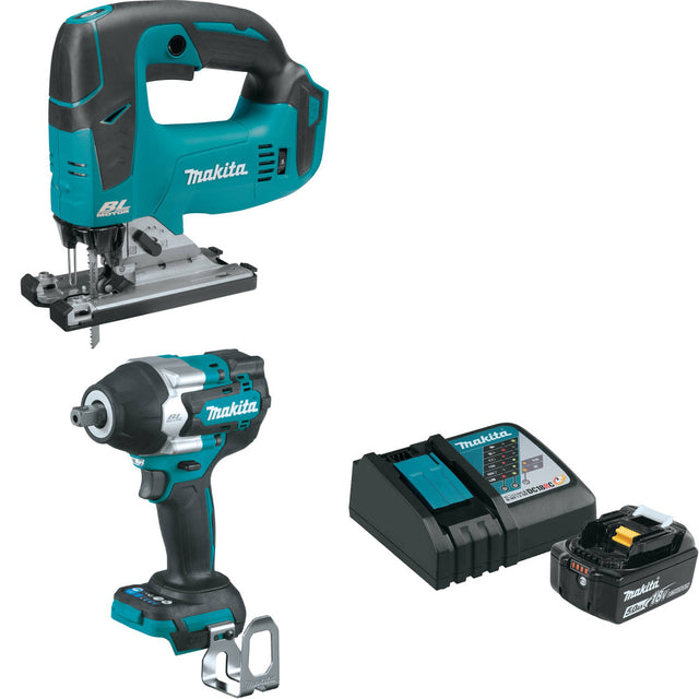 Makita XVJ02Z 18V LXT Jig Saw W/ XWT18Z 18V Impact Wrench & FREE Starter Pack