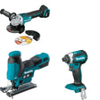 Makita XVJ05Z Jig Saw W/ XAG09Z Angle Grinder and FREE XDT13Z Impact Driver