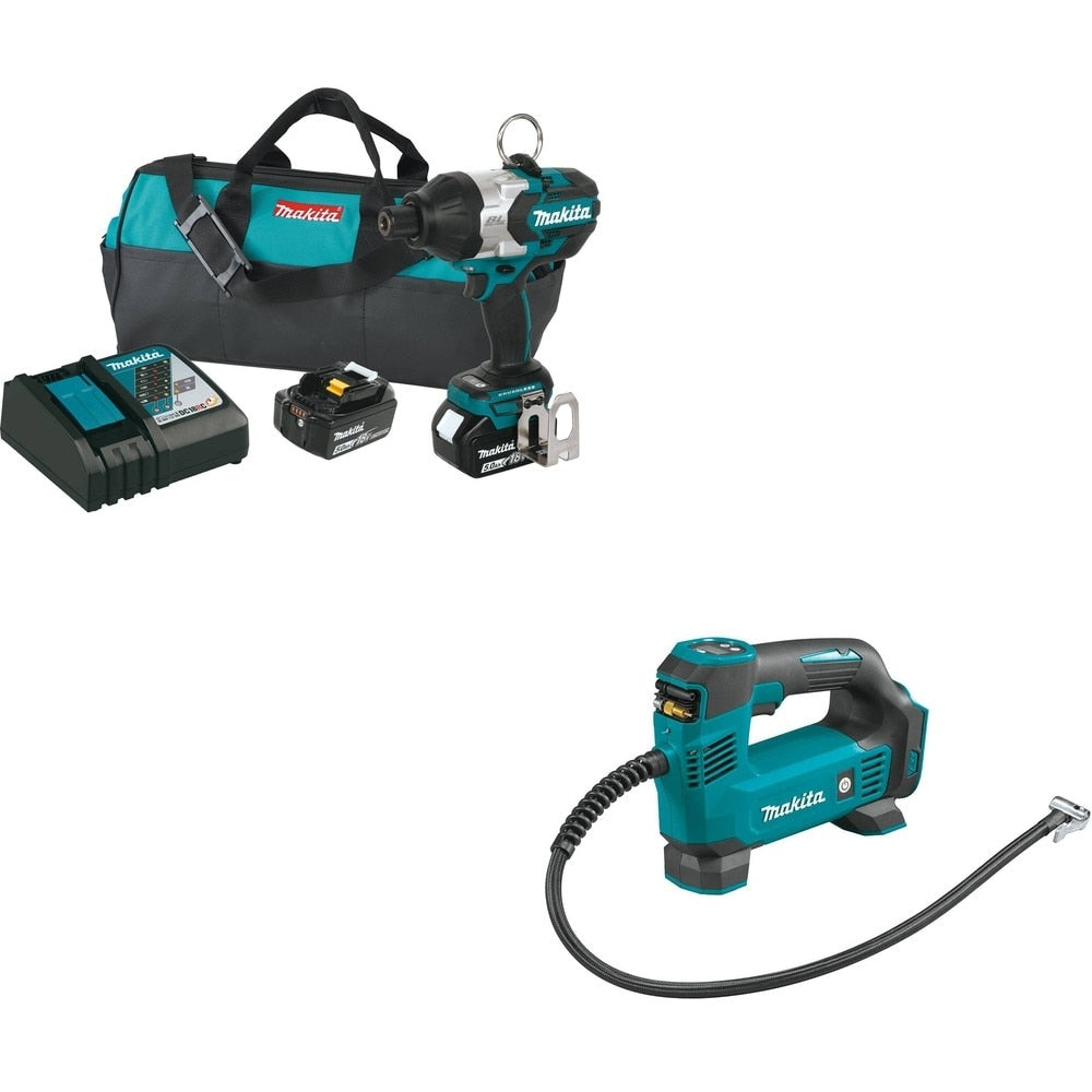 Makita XWT09T 18V LXT Li-Ion High Torque 7/16" Hex Impact Wrench W/ FREE DMP180ZX Inflator