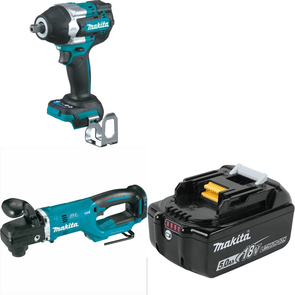 Makita XWT18Z Impact Wrench Kit W/ XAD06Z Angle Drill and FREE BL1850B Battery