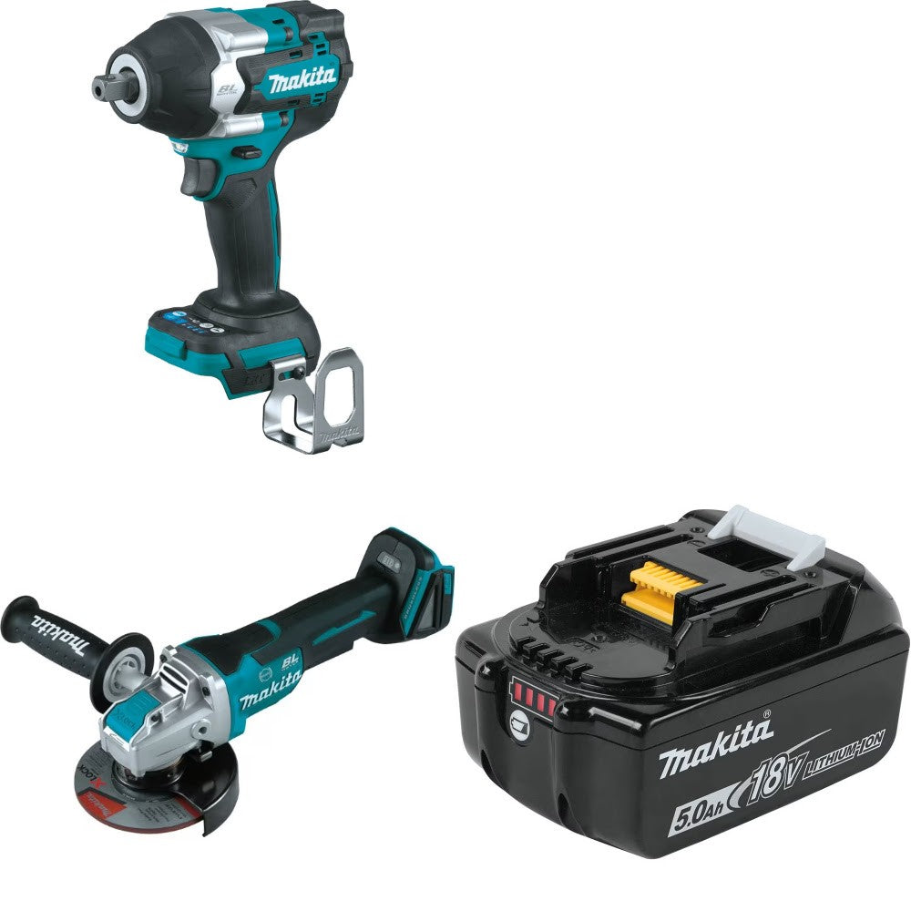 Makita XWT18Z Impact Wrench Kit W/ XAG26Z Grinder and FREE BL1850B Battery