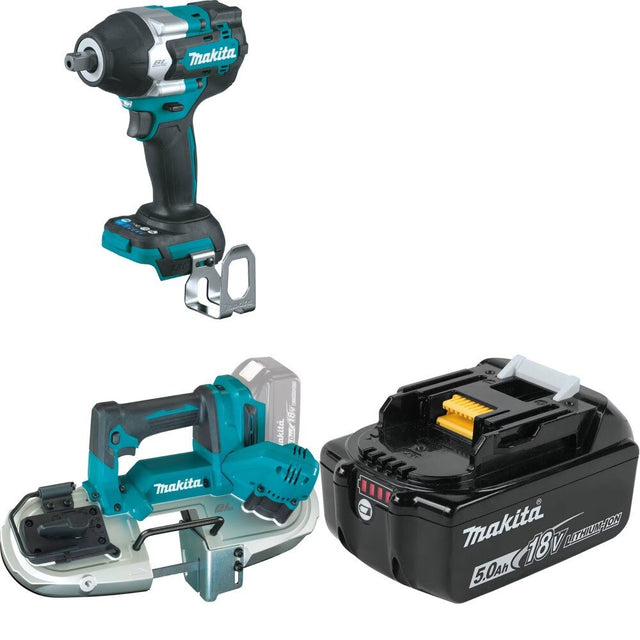 Makita XWT18Z Impact Wrench Kit W/ XBP04Z Band Saw and FREE BL1850B Battery