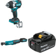 Makita XWT18Z Midâ€‘Torque Impact Wrench Kit W/ XRW01Z Ratchet and FREE BL1850B Battery
