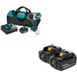 Makita XWT19T 3-Speed 1/2" Sq. W/ BL1850B-2 18V LXT Lithium-Ion 5.0Ah Battery, 2 Pack