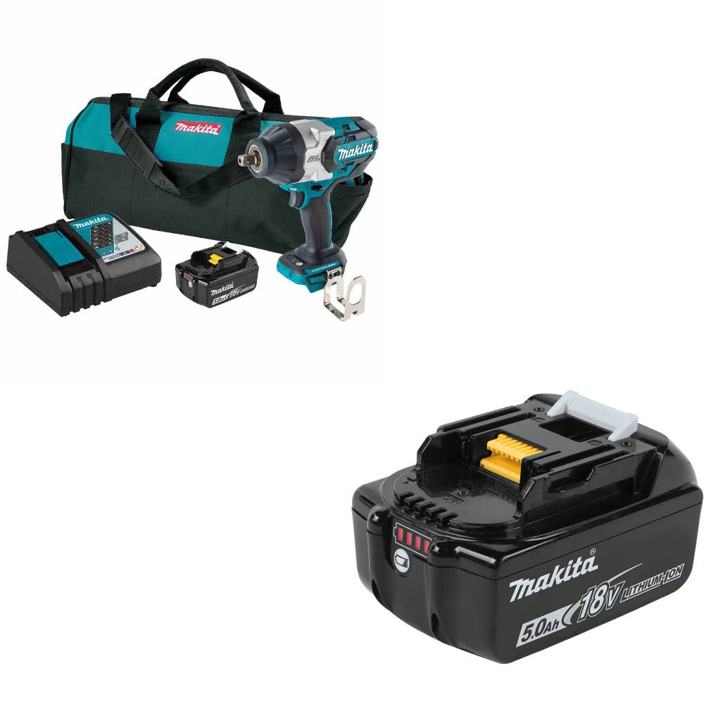 Makita XWT19T 1/2" Impact Wrench Kit W/ FREE BL1850B 5.0Ah Battery