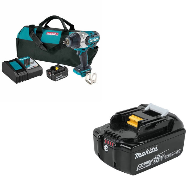 Makita XWT19T 1/2" Impact Wrench Kit W/ FREE BL1850B 5.0Ah Battery